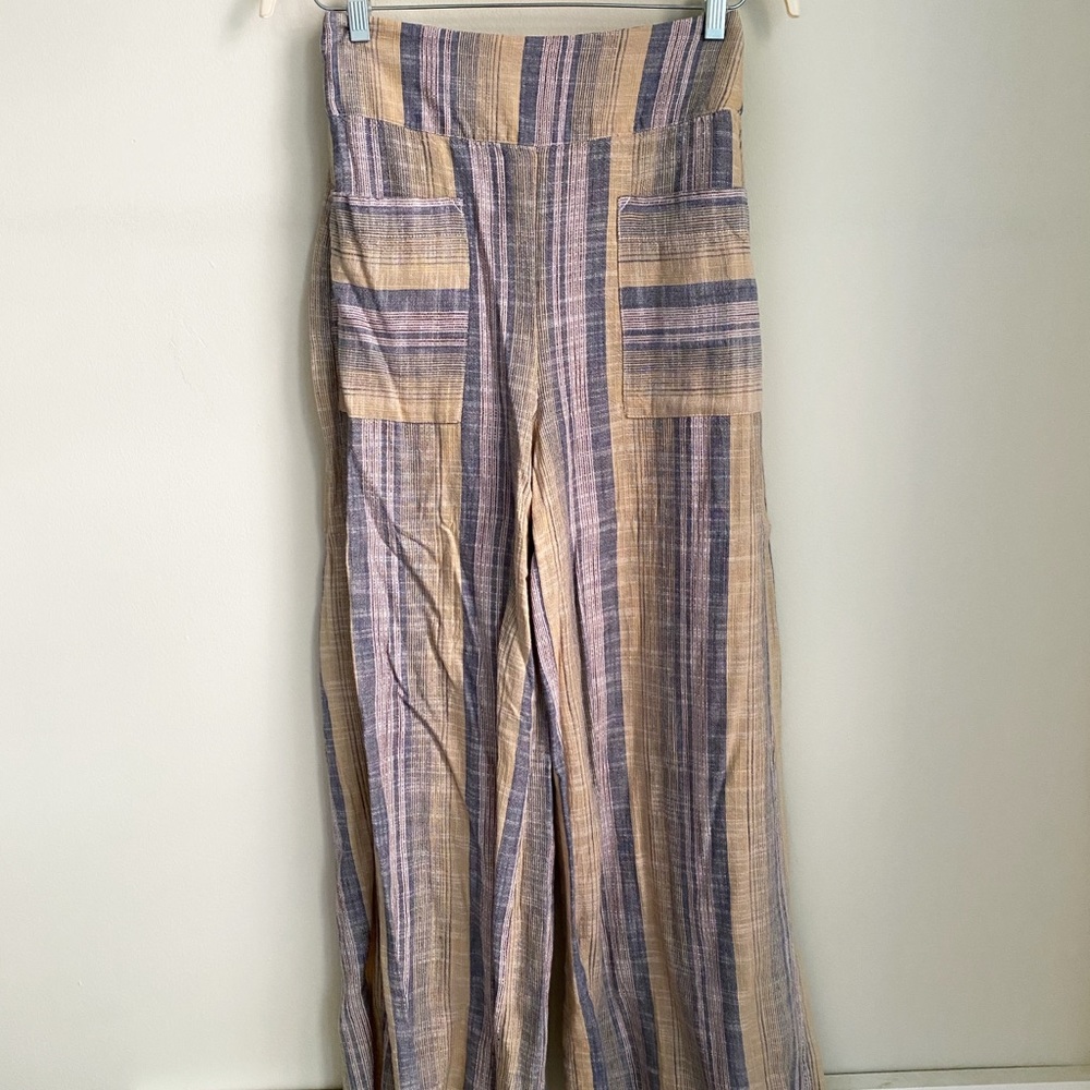 Free People Wide Leg Striped Pants